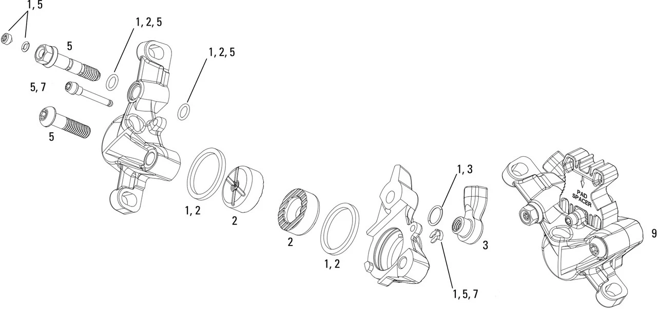 SRAM Pièces Détachées Pour Étrier De Frein X0 (2011-2016) 1 SRAM Pièces Détachées Pour Étrier De Frein X0 (2011-2016)